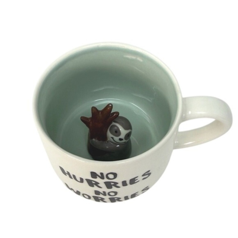 Whimsical Cupboard No Hurries No Worries Sloth Mug Small Ceramic Coffee Cup